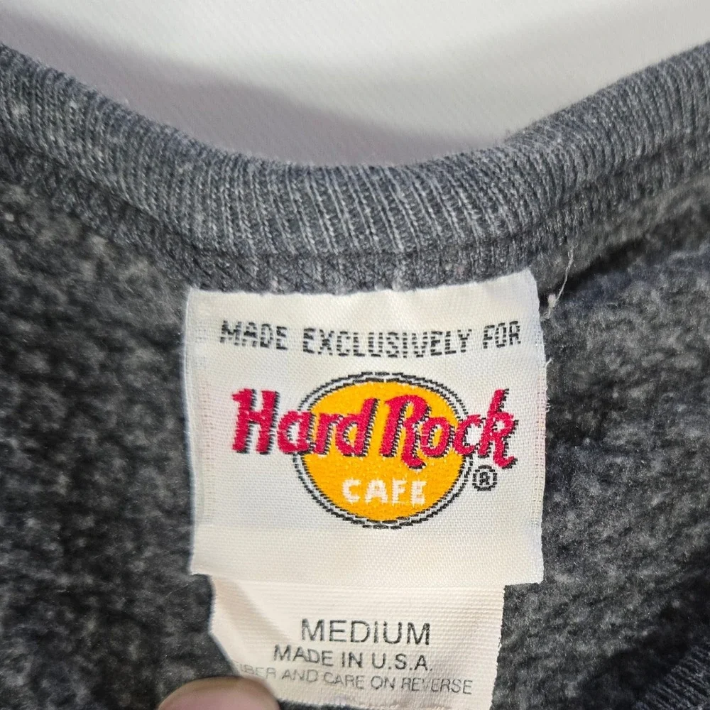 Vintage 90s Hard Rock Cafe San Juan V-Neck Sweatshirt Pullover Med Made in USA‎